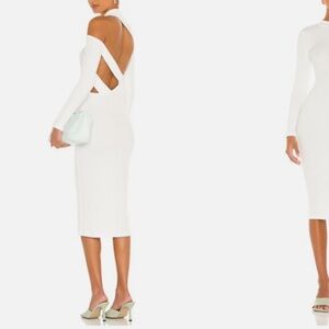 New Elegant White Super Sexy Back Dress LNA X REVOLVE Auto Lux Midi Dress Size s